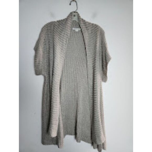 Coldwater Creek Grey Open Knit Linen Blend Open Cardigan Sweater size 14/16 - Picture 1 of 7